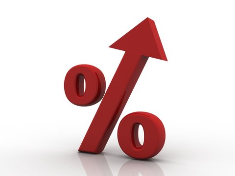 3d rendering Percentage with up arrow