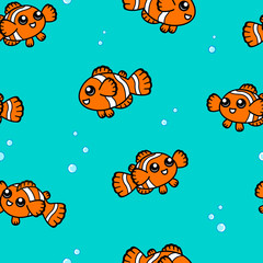 Fototapeta na wymiar Clown fish seamless pattern