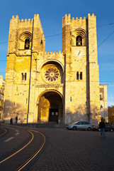 The Lisbon Cathedral (Santa Maria Major de Lisboa or Se de Lisboa, 1147) in sunset light. The oldest church and one of the main landmark of the city