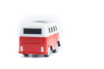 small metal toy car clipping path on white background