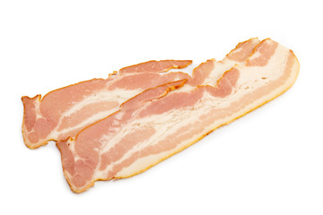 slised bacon isolated on a white background