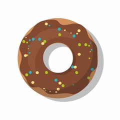 Donut with chocolate isolated on white.