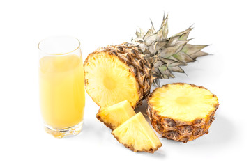 Fototapeta na wymiar Pineapple juice isolated on white background.