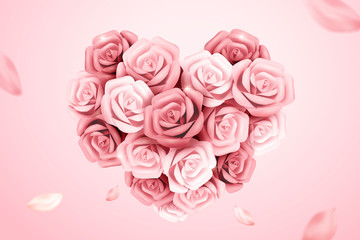 Romantic pink paper roses