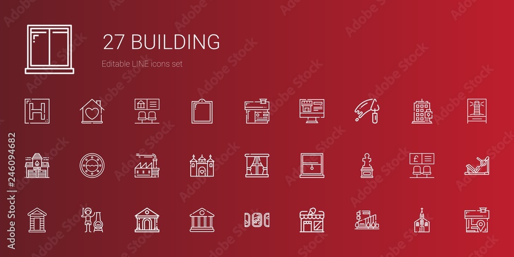 Poster building icons set