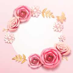 Fototapeta na wymiar Romantic floral paper template