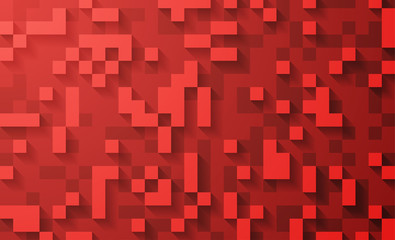 Red abstract background with digital geometric pattern.