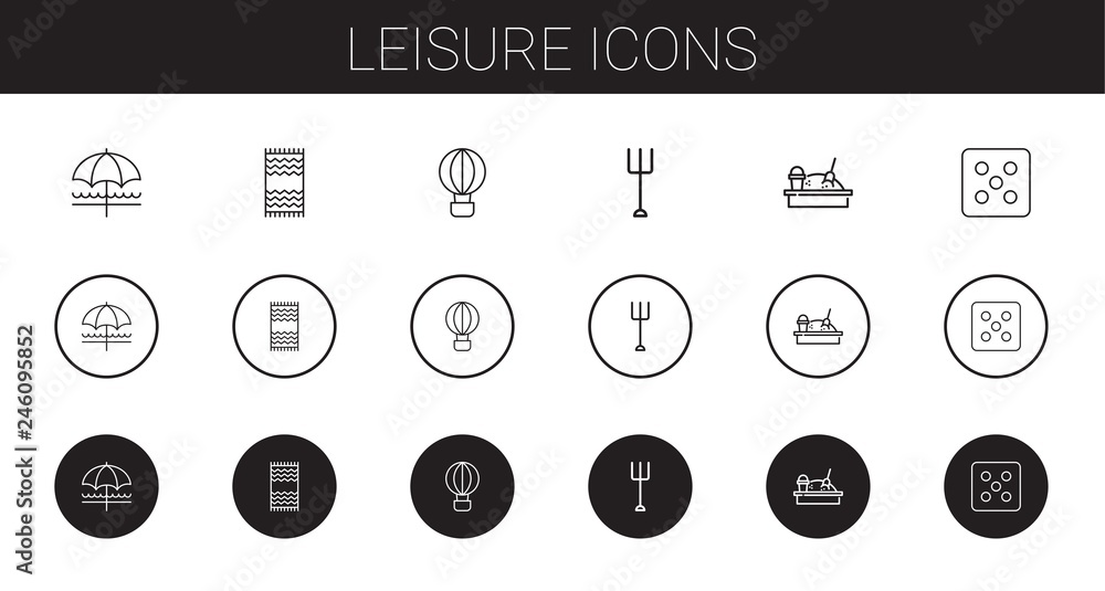 Sticker leisure icons set