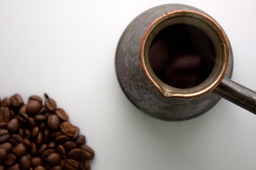 Coffee grain and turkey on isolated background