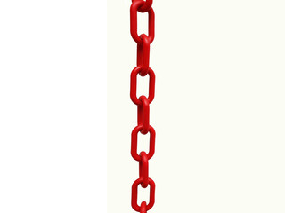 Red chain on white background in the middle.