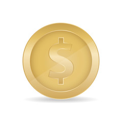 3d realistic gold coin icon. 3d Gold coins illustration. Vector illustration isolated on white background.