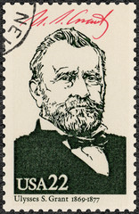 USA - 1986: shows Portrait of Hiram Ulysses S Grant (1822-1885), 18th president of the United States, series Presidents of USA
