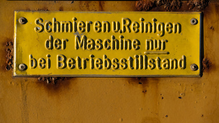 Warning sign on German language