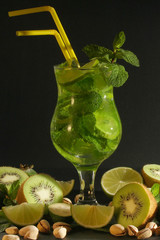 Mojito cockail against dark background