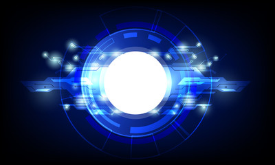 abstract geometric high technology circuit connection concept vector illustration dark blue hi tech background