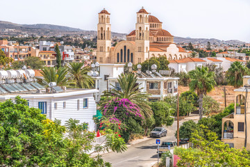 View of the town of Paphos in Cyprus.  Paphos is known as the center of ancient history and culture...
