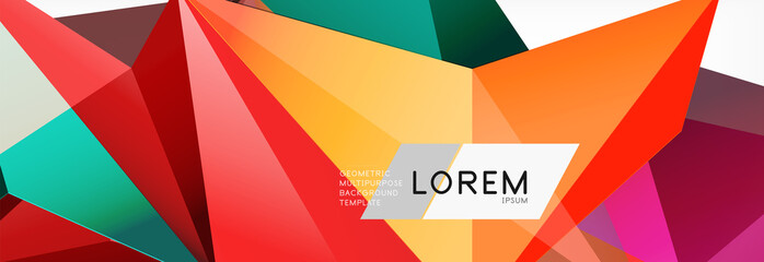 Triangle 3d polygonal art style. Future geometric design. Vector geometry futuristic illustration