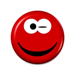 Emoji in Rot mit guter Laune