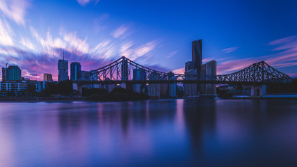 Long exposure of Brisbane's Story Bridge just after sunset