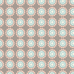 Vector floral geometric seamless repeat pattern background.