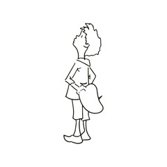 Fototapeta na wymiar simple children's coloring page, children's drawing a little boy, vector sketch