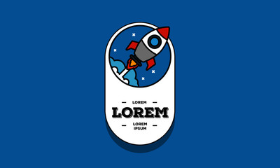 Space Rocket Vector Illustration Badge Sticker Design