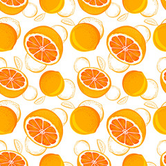 Grapefruit seamless pattern. Sketch grapefruites. Citrus fruit background. Elements for menu, greeting cards, wrapping paper, cosmetics packaging, posters etc