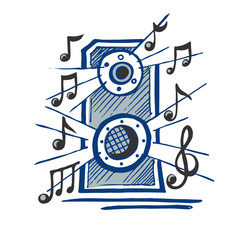 Music speaker vector sketch