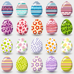 Set of easter eggs isolated on white background.