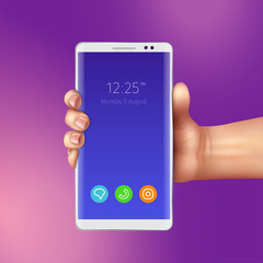 Hand With Realistic Smart Phone 