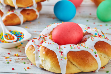 individual sweet Italian braided Easter Bread Ring