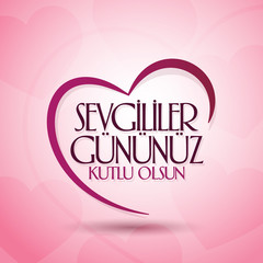 14 February Valentine's Day Celebration (Turkish - 14 Subat Sevgililer Gununuz Kutlu Olsun) wishes, billboard, social media card design.