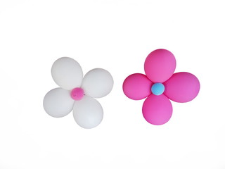 Multicolored many balloons isolated on white background.