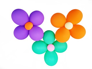 Multicolored many balloons isolated on white background.