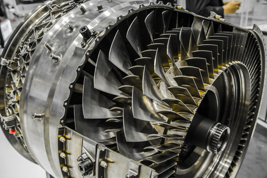 Jet Engine, Turbine Blades Of Airplane