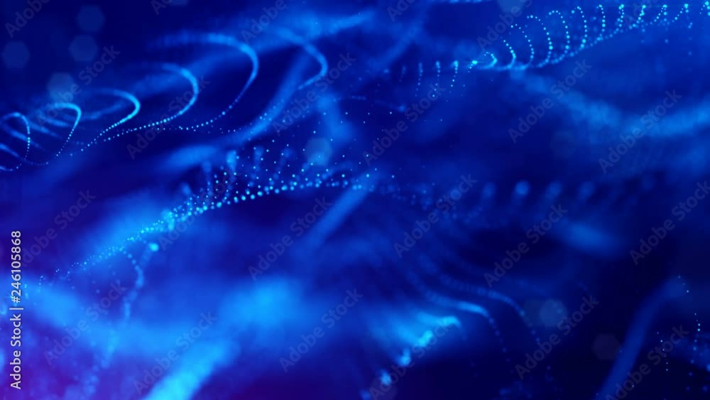 Poster 4k abstract looped backgrounds with luminous particles with depth of field. for holiday presentation