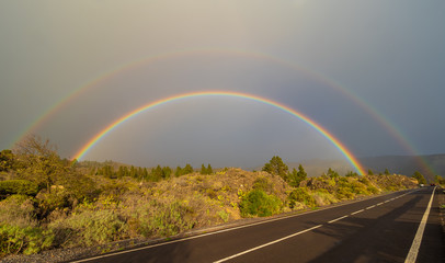 Fototapeta na wymiar Double rainbow on Tenerife island, Spain