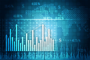 2d rendering Stock market online business concept. business Graph 