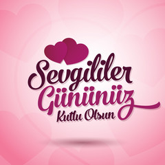 14 February Valentine's Day Celebration (Turkish - 14 Subat Sevgililer Gununuz Kutlu Olsun) wishes, billboard, social media card design.