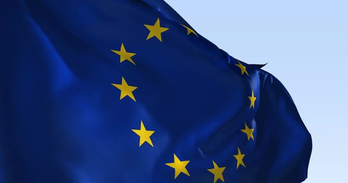 European Union Flag, EU, 4K, 3D Animation, Slow Motion, Background
