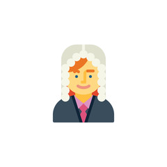 Judge woman person flat icon, vector sign, colorful pictogram isolated on white. Woman judge avatar character symbol, logo illustration. Flat style design