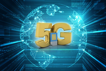 3d render 5G sim card