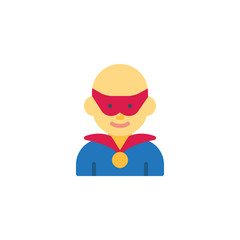 Superhero wearing a mask flat icon, vector sign, colorful pictogram isolated on white. Man superhero avatar character symbol, logo illustration. Flat style design