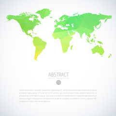 Obraz na płótnie Canvas Green vector template of global world map with modern triangle pattern. Cool infographic template on isolate white background