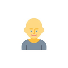 Bald man character flat icon, vector sign, colorful pictogram isolated on white. Bald boy avatar symbol, logo illustration. Flat style design