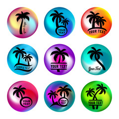 Rainbow ball like buttons with palm tree icons
