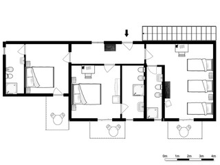 2d floor plan. Black&white floor plan.