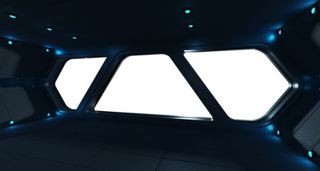 Plakat Spaceship futuristic interior with window view