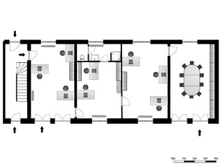2d floor plan. Black&white floor plan.