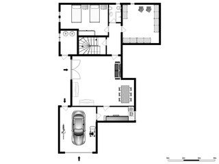 2d floor plan. Black&white floor plan.